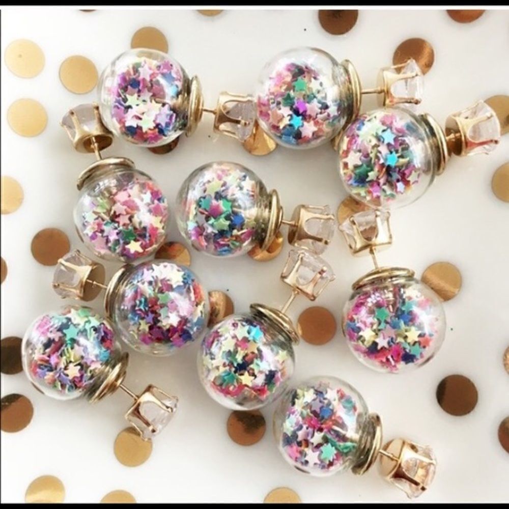 Double Sided Confetti Star Earrings
